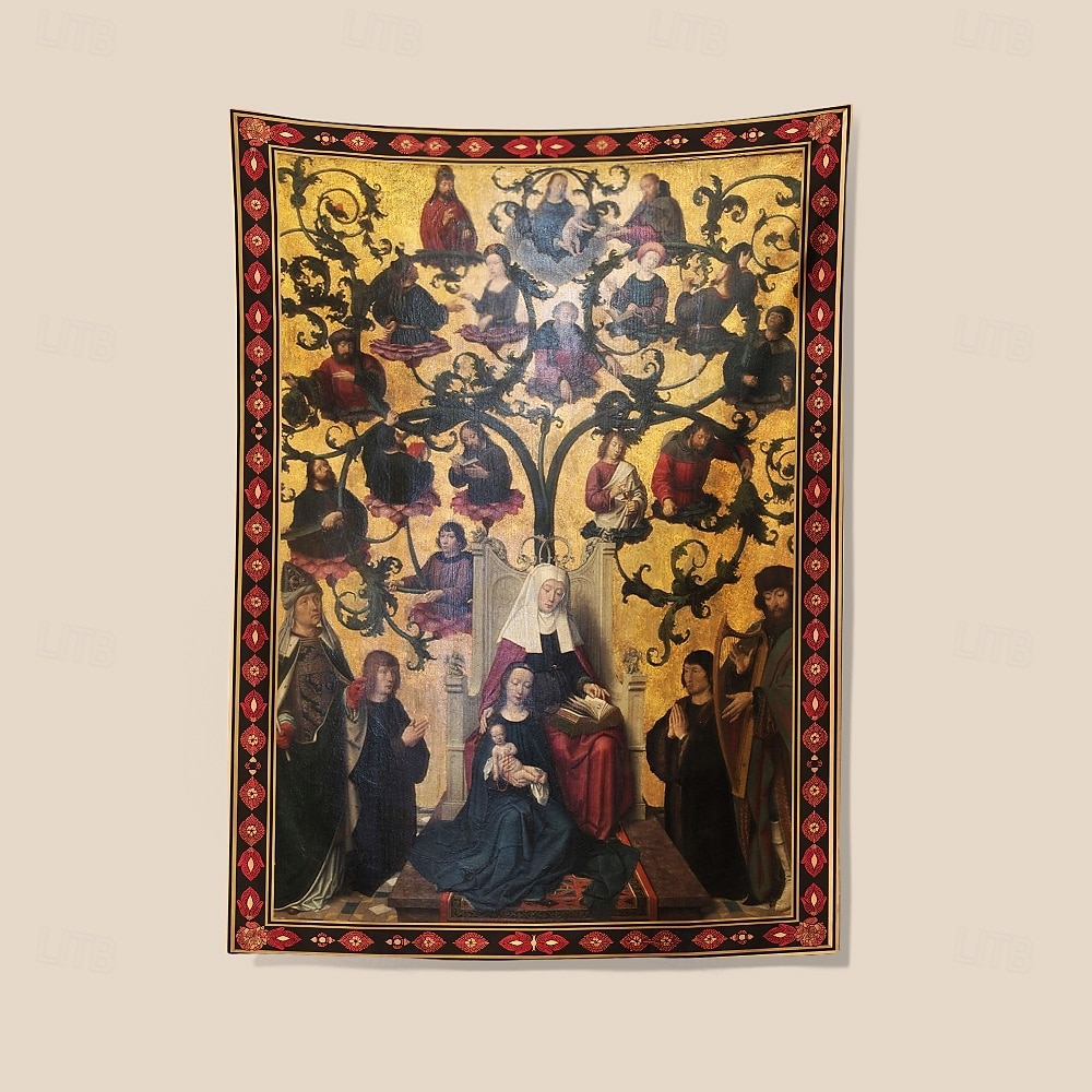 Tapiz medieval, tapiz de la Edad Media, arte religioso, gran mural, decoración, fotografía, fondo, hogar, dormitorio, sala de estar, decoración 2025 - $15.99 –P3