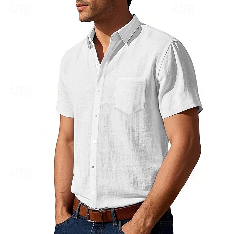 Per uomo Camicia Camicia di lino Camicia casual Camicia con Bottoni Camicia di cotone Semplice Vacanza Streetwear Giallo scuro Nero Bianco Blu marino Manica Corta Collo ripiegato Estate Abbigliamento del 2025 a $18.99 –P5