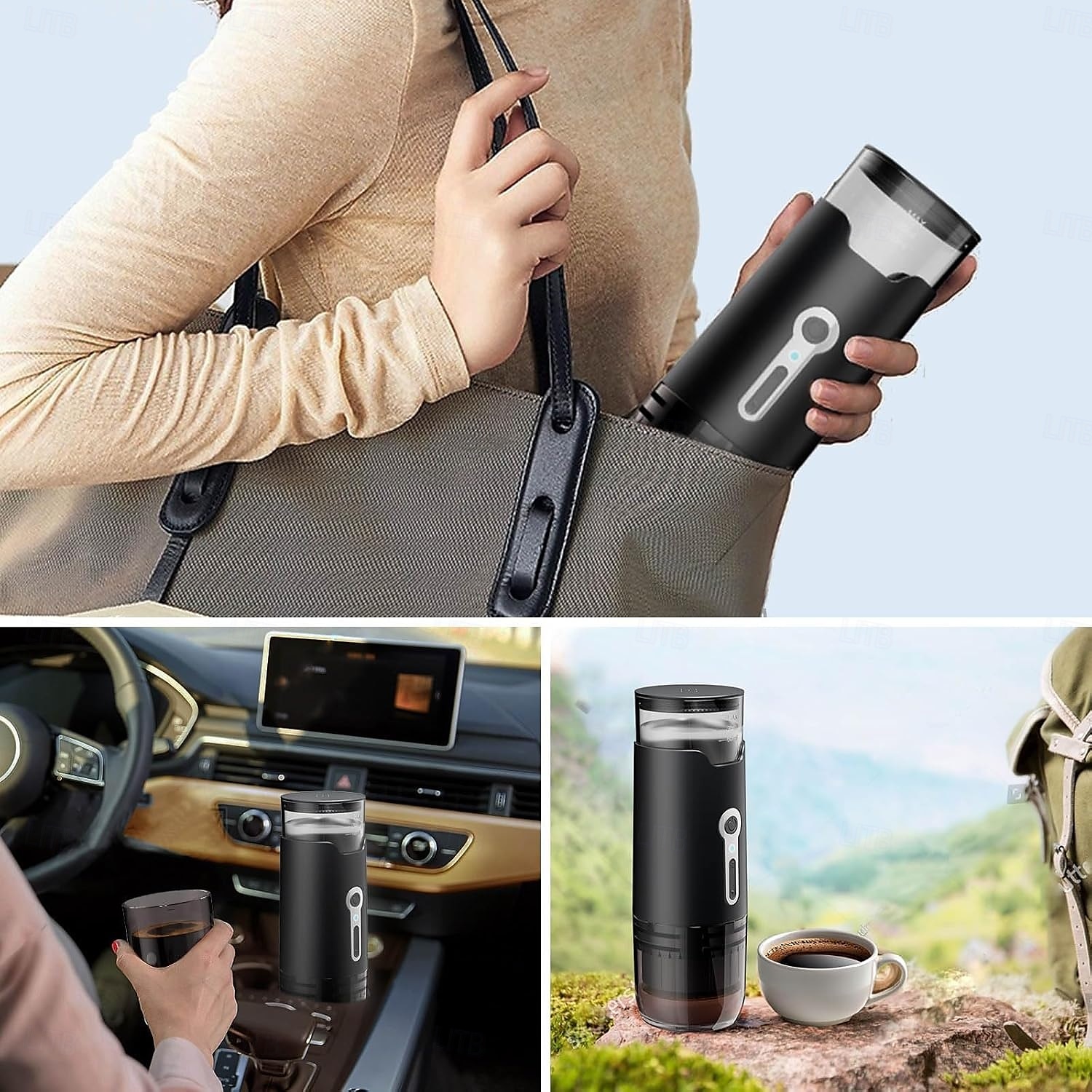 Portable Coffee Pot and Car Coffee Maker Portable brewer, travel coffee maker for camping, caravanning, hiking and office use, self-heating function 2025 - $59.99 –P6