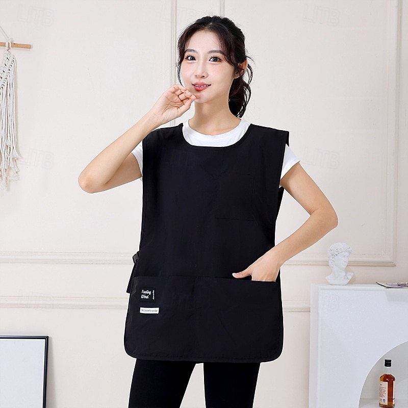 Vanntett forklevest for kjøkken, baking, frisørsalong, restaurantarbeidstøy, unisex ermeløst matlagingsforkle med lommer – enkelt moderne design 2025 - $15.99 –P2