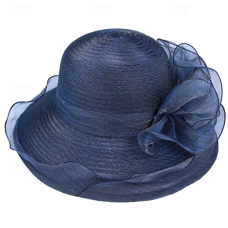 Organza Kentucky fascinatorhoed voor dames - Derby cocktail tea party zonnehoed bruiloft bruidsbloem kerkhoed opvouwbaar 2026 - $16.49 –P6