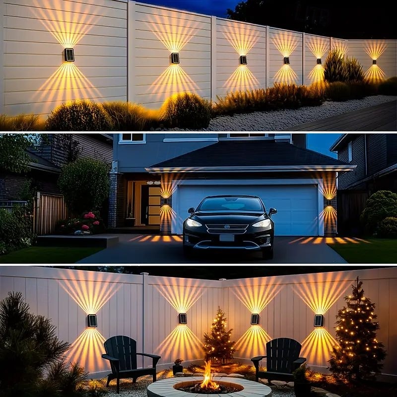 2/4 шт. настенный светильник на солнечных батареях, водонепроницаемый, светящийся вверх и вниз, садовый светильник для забора, дома, заднего двора, террасы, крыльца, праздничного ландшафтного 2025 - $44.99 –P10