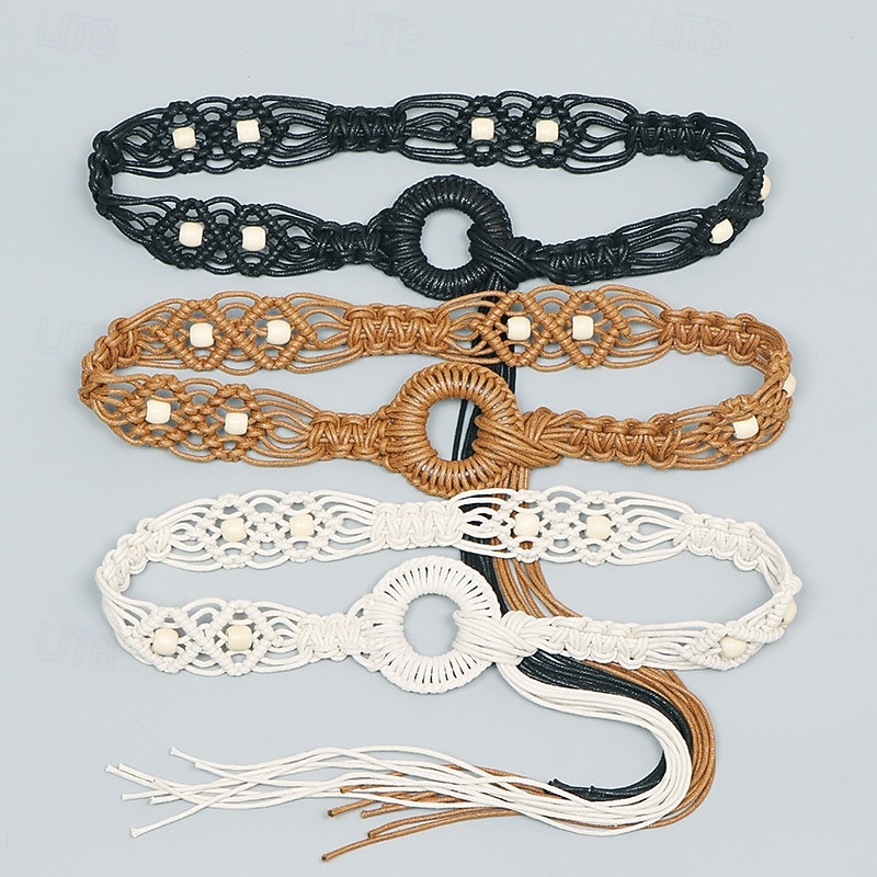 Damen Gürtel Polyester Schwarz Kamel Beige Taillengürtel Straße Täglich Einfarbig 2026 - $27.99 –P5