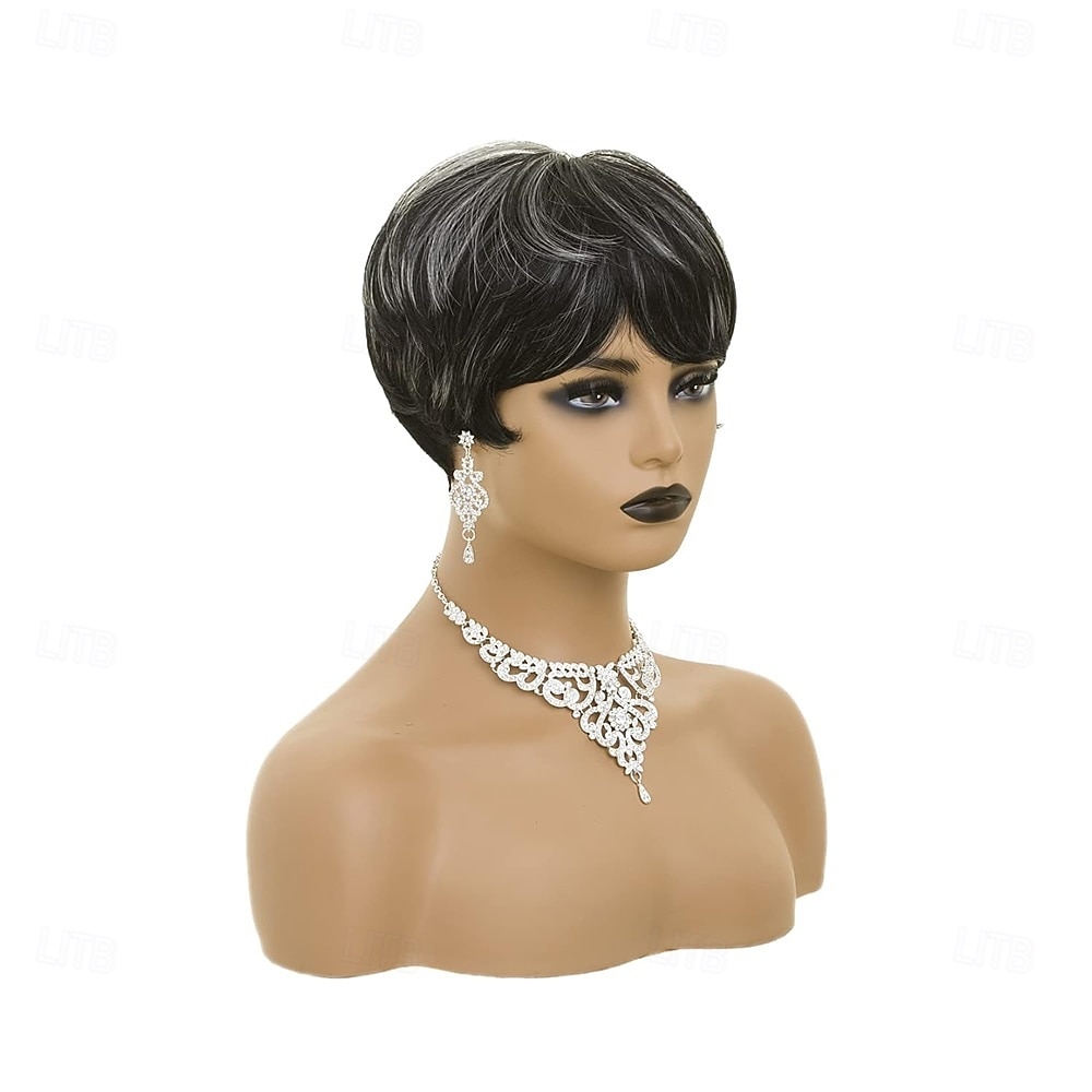Pixie-Cut-Perücke, kurze Perücken für schwarze Frauen, Pixie-Schwarz gemischt mit Grau, kurze Perücken, Pixie-Cut-Perücke für schwarze Frauen 2026 - $24.99 –P2