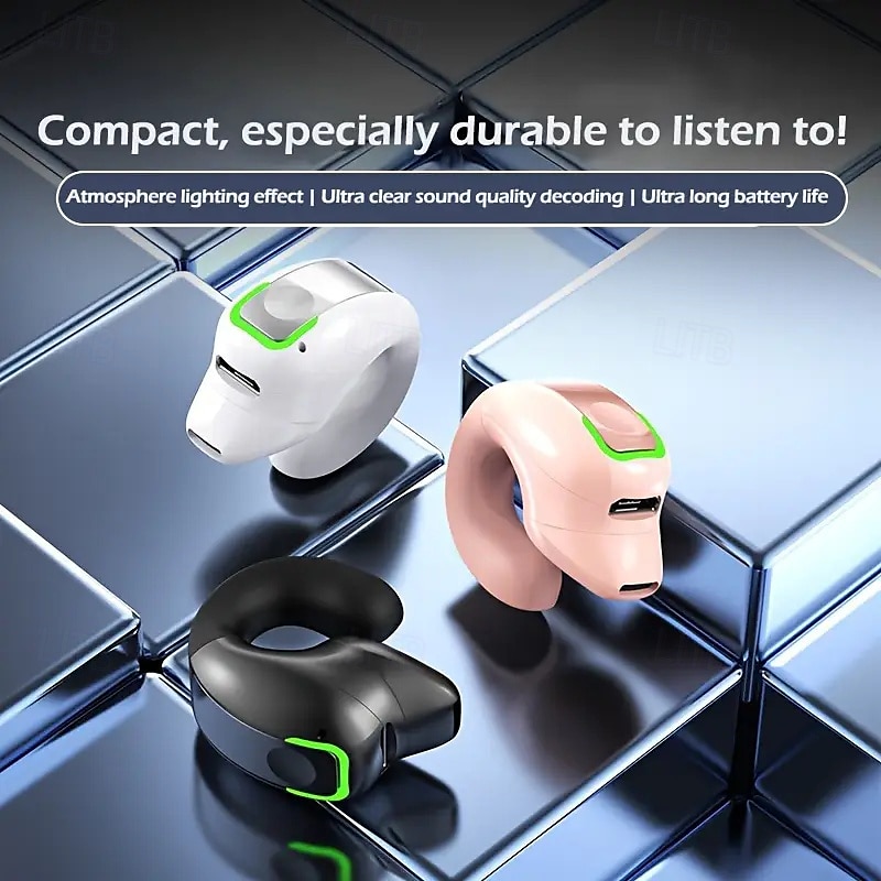 Clip-on Wireless Headset With Noise Cancellation Phone Control Rechargeable Lithium Polymer Battery Comfortable Headset Design For Sports Camping And Panoramic Audio 2025 - $17.99 –P2