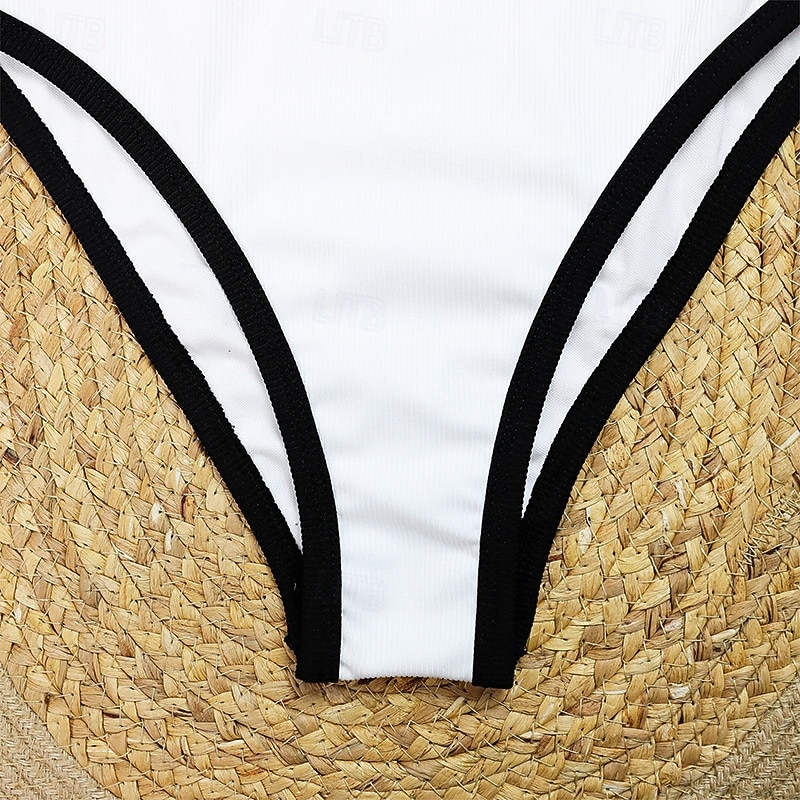 Femmes Maillot de bain 1 pièce Dos Nu Maillot de Bain Patchwork Maillots de Bain Noir Blanche Respirant Séchage Rapide Sans manches - Natation Surf Plongée en apnée Été de 2025 ? $27.99 –P9