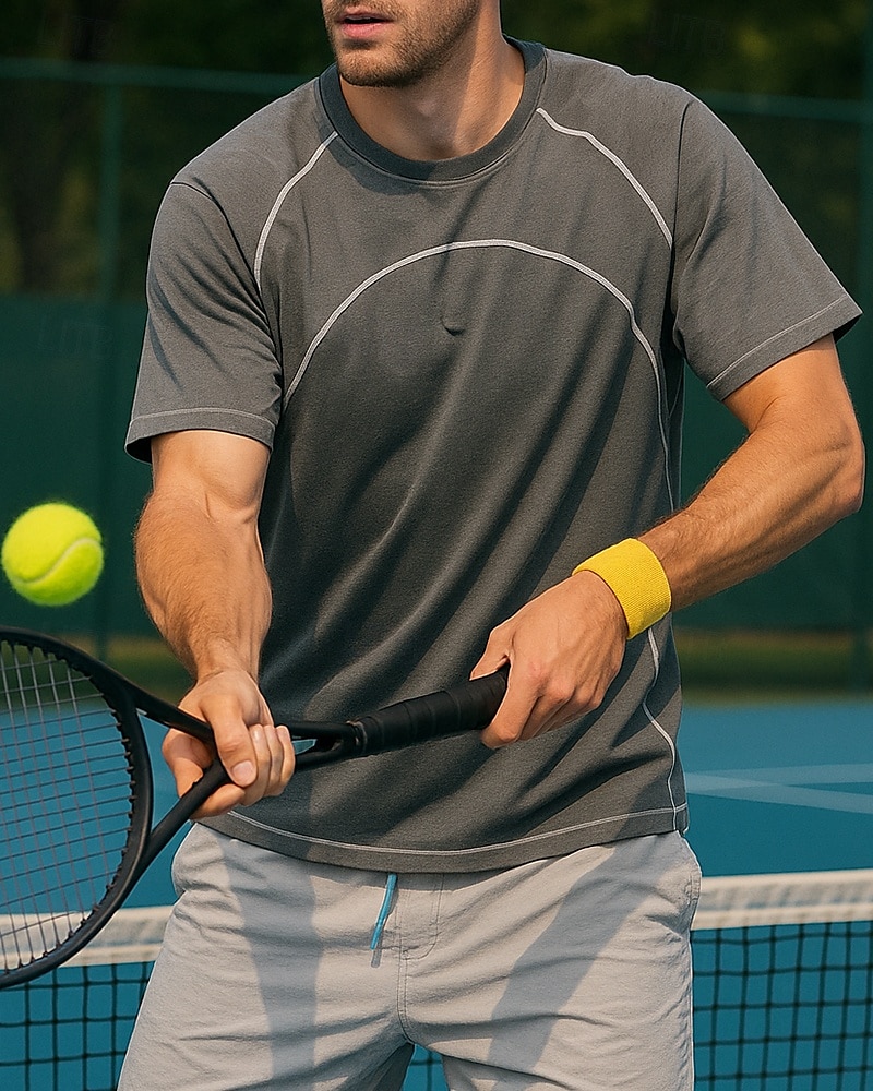 US Open Pánské Jednobarevné Sportovní košile Tenisové tričko Krátké rukávy Kontrastní vazba Ter Emen Odvod vlhkosti Prodyšné Tenis Golf Pickleball Černá Žlutá Šedá Oblečení na tenis 2025 - $23.19 –P1