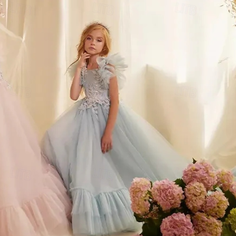 Vestido de Baile de Linha Reta com Cauda para Menina das Flores Aniversário Frozen Elsa Meninas Vestido de Formatura Bonito Tule com Camadas Estilo Real Tutu Tamanho 3-16 Anos de 2025 por $100.99 –P3