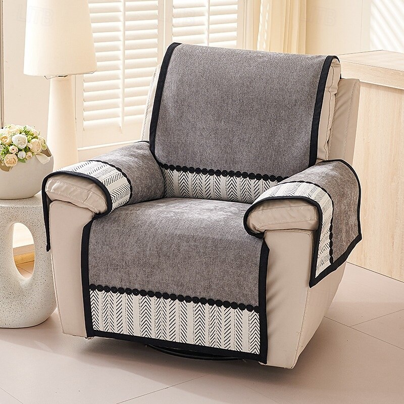 1Set/4Pieces Recliner Chair Cover Solid Color Geometric Jacquard Jacquard Polar Fleece Slipcovers 2025 - $36.99 –P1