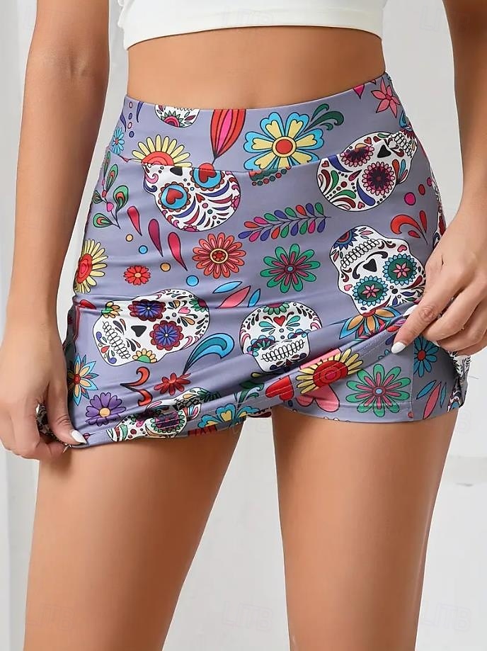 Dam Smal Kjol Tenniskjol Mode Ledigt Mini Hög midja Kjolar Grafisk Blommig Ficka Elastisk Utomhussport Dagligen Vit Rodnande Rosa Grå Sommar Stickat Polyester 2025 - $19.99 –P12
