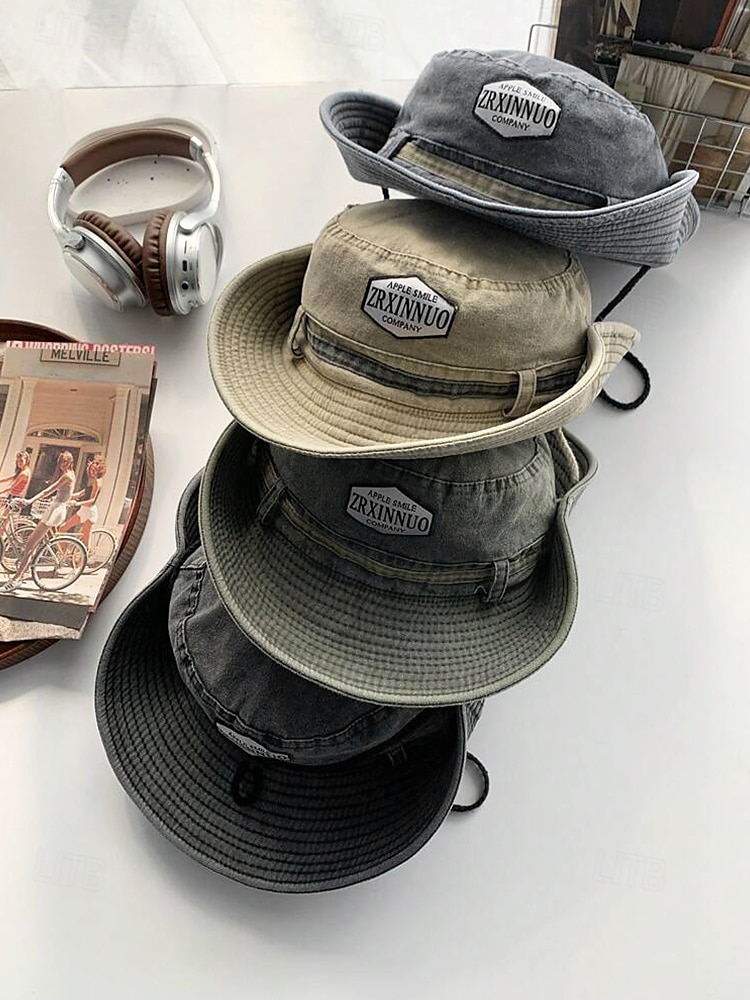 Chapeau de pêche d'extérieur pour homme avec mentonnière réglable, tissu en toile de coton, bord large enroulable classique, adapté aux activités estivales, à la randonnée et aux voyages de 2025 ? $14.99 –P2