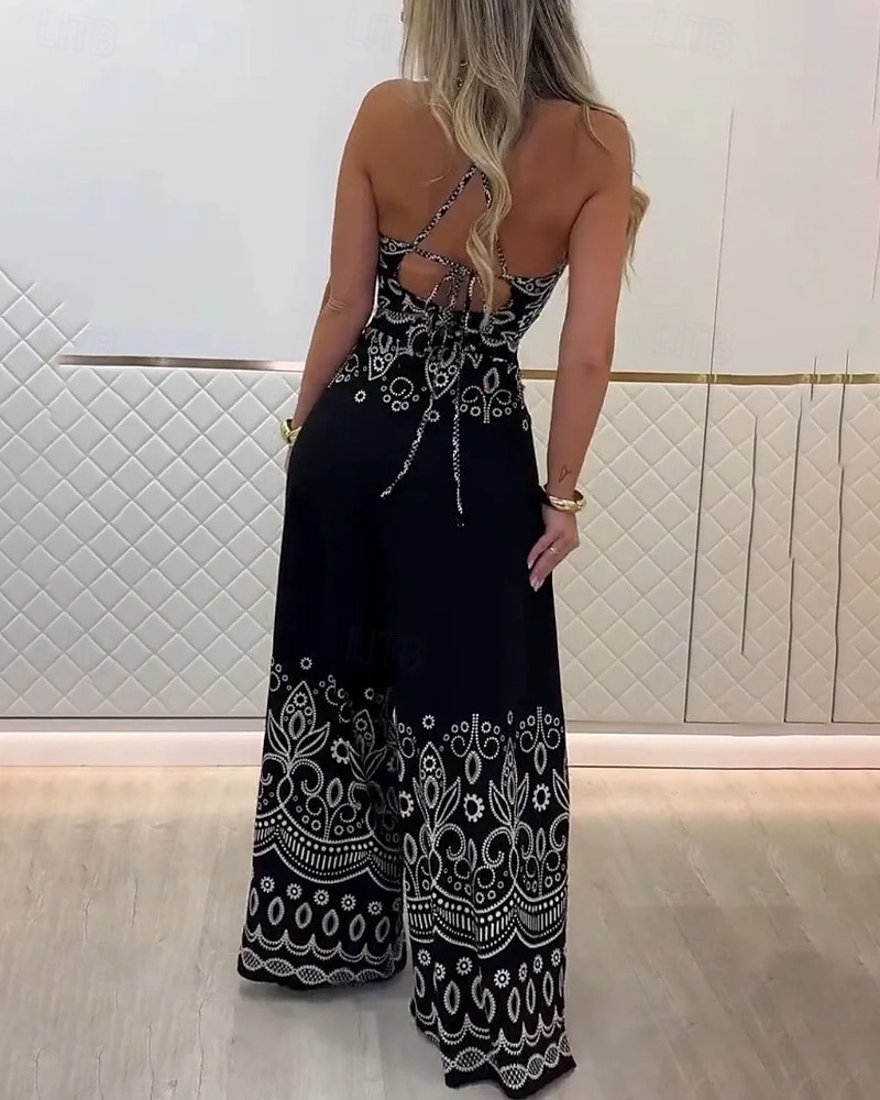 نسائي نشيط بوهو بلوزة مجموعات السراويل بدون كم الرقبة الرسن ورد طباعة عطلة عطلة نهاية الاسبوع أسود وردي بلاشيهغ أحمر الصيف عادي 2025 - $33.99 –P2