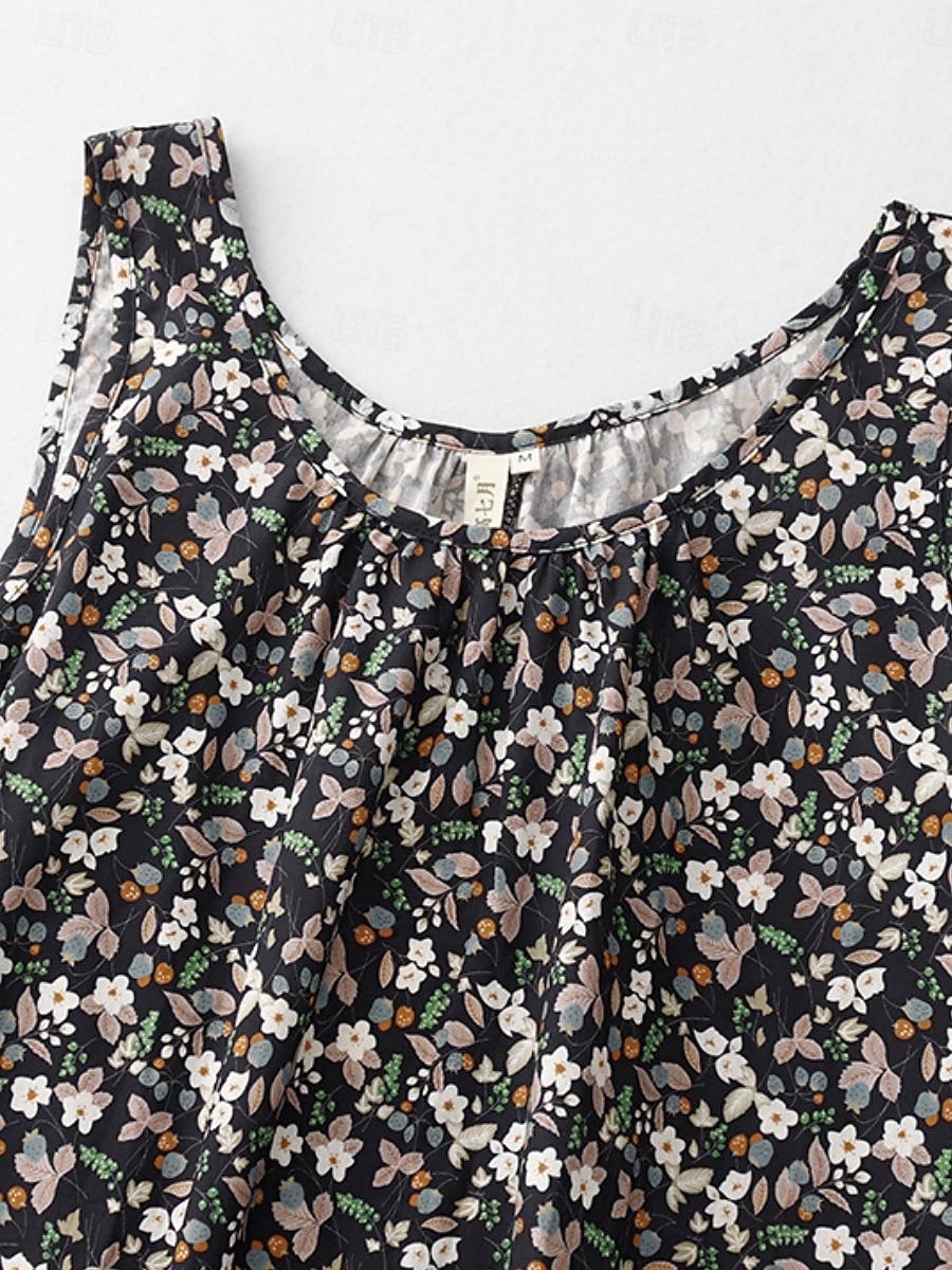Women's Mini Dress Summer Dress Bodycon Dress Casual Daily Regular Fit Floral Graphic Sleeveless U Neck Black Beige Summer 2025 - $26.99 –P8