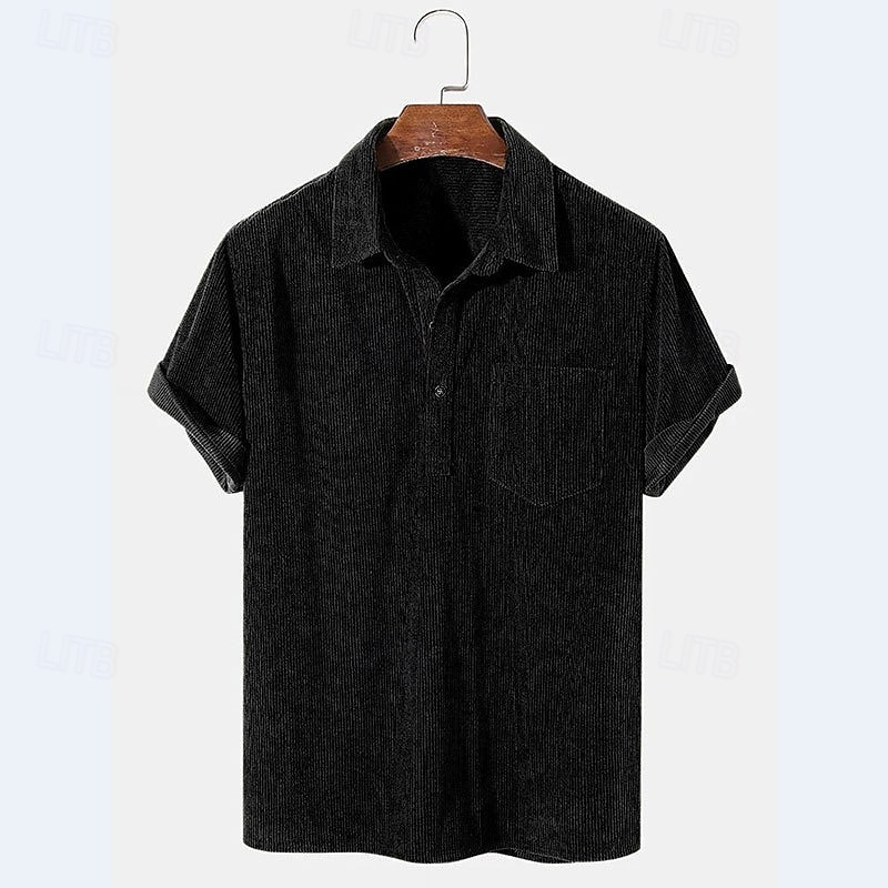 Homens Camiseta de Veludo Camisa de golfe Casual Trabalho Lapela Manga Curta Básico Moderno Tecido Botões Verão Normal Preto Amarelo Marron Camiseta de Veludo de 2026 por $25.99 –P7