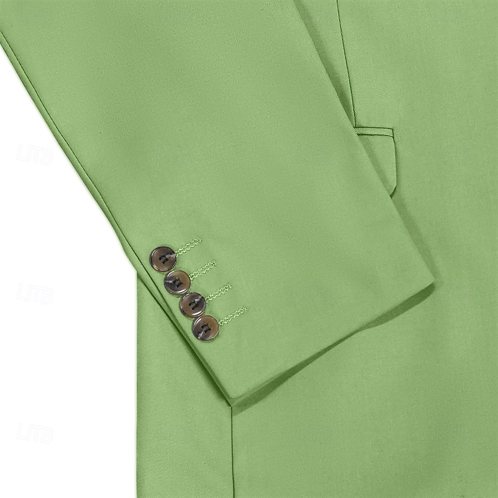 Herren Hochzeits Business Anzüge Schwarz Salbei Formal Sommer Uni Farbige Standard Passform 3-Teilig Einreiher Zwei-Knöpfe 2025 - €114.99 –P7
