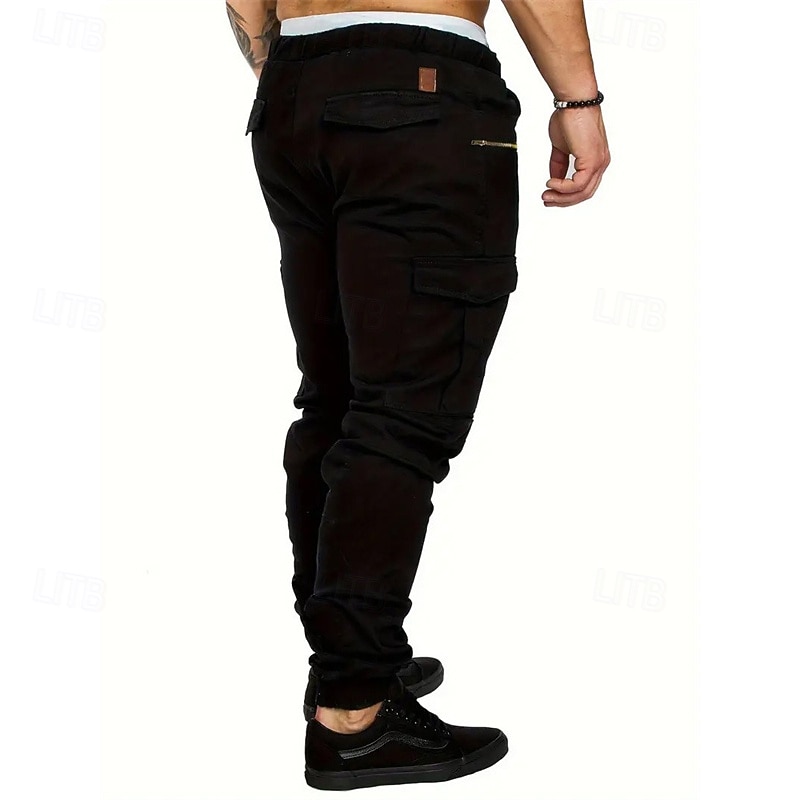 Per uomo Pantaloni Cargo Pantaloni Elastico in vita Coulisse Multi-tasche Semplice Indossabile All'aperto Quotidiano Campeggio & Escursionismo Moda Classico Nero Verde militare del 2026 a $27.99 –P10