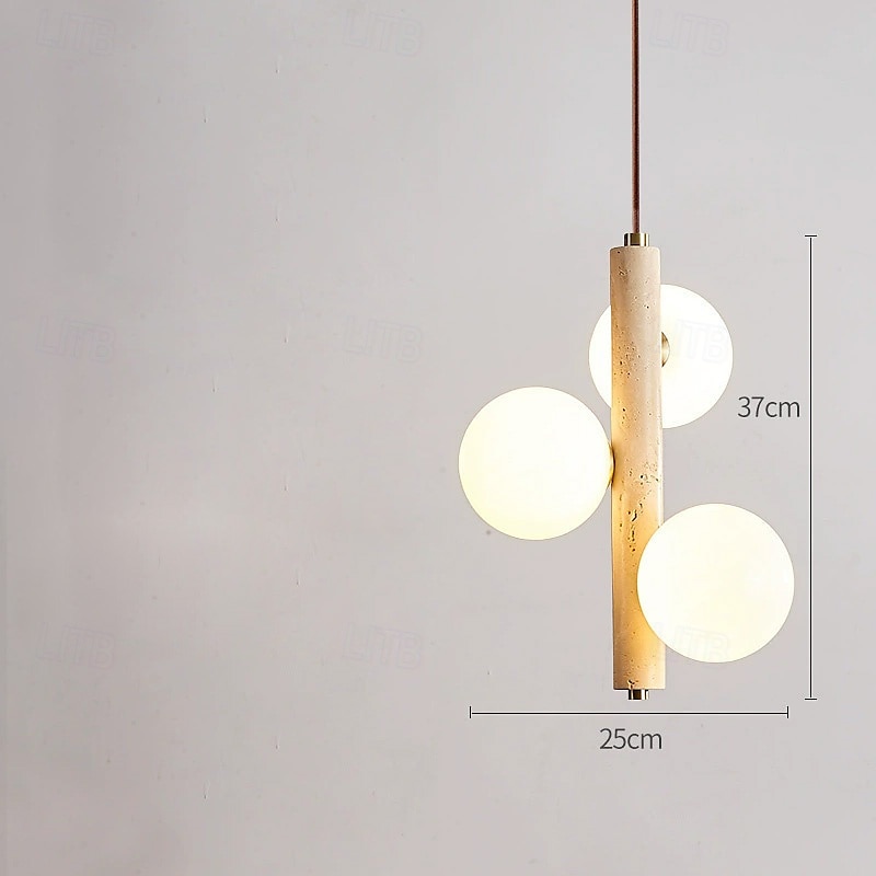 Lampada a sospensione a LED bianco caldo a 3 teste, creativa, in pietra e legno, mini lampadario industriale sospeso in vetro, lampada a sospensione da soffitto G9 per isola cucina, sala da pranzo, del 2025 a $155.99 –P5
