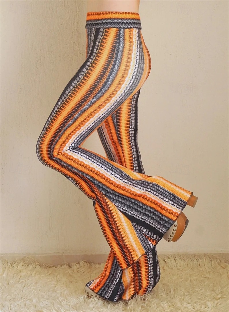 Retrò Vintage Boho Anni '70 Pantaloni a zampa d'elefante leggings svasati Pantaloni a zampa Hippie Disco Vita alta Tribale Costume Per donna Halloween Carnevale Vacanza Festival Musicale Festival del 2026 a $21.99 –P2