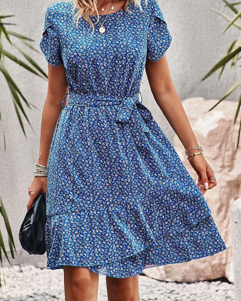 Pentru femei Rochie Mini Rochie florala Rochie Boho Rochie imprimata Modă Clasic Modern Vacanță Concediu Ieșire Fit regulat Floare Manșon scurt Stil Nautic Roșu-aprins Albastru piscină Maro Trifoi 2025 - $27.99 –P8