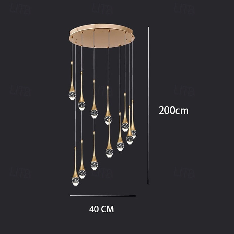 Lampada a sospensione a LED dimmerabile con 3/5/6/8/10/12/16/20 luci in cristallo per isola cucina moderna, illuminazione a sospensione regolabile per isola cucina, lampadario a LED nero oro per sala del 2025 a $156.99 –P6