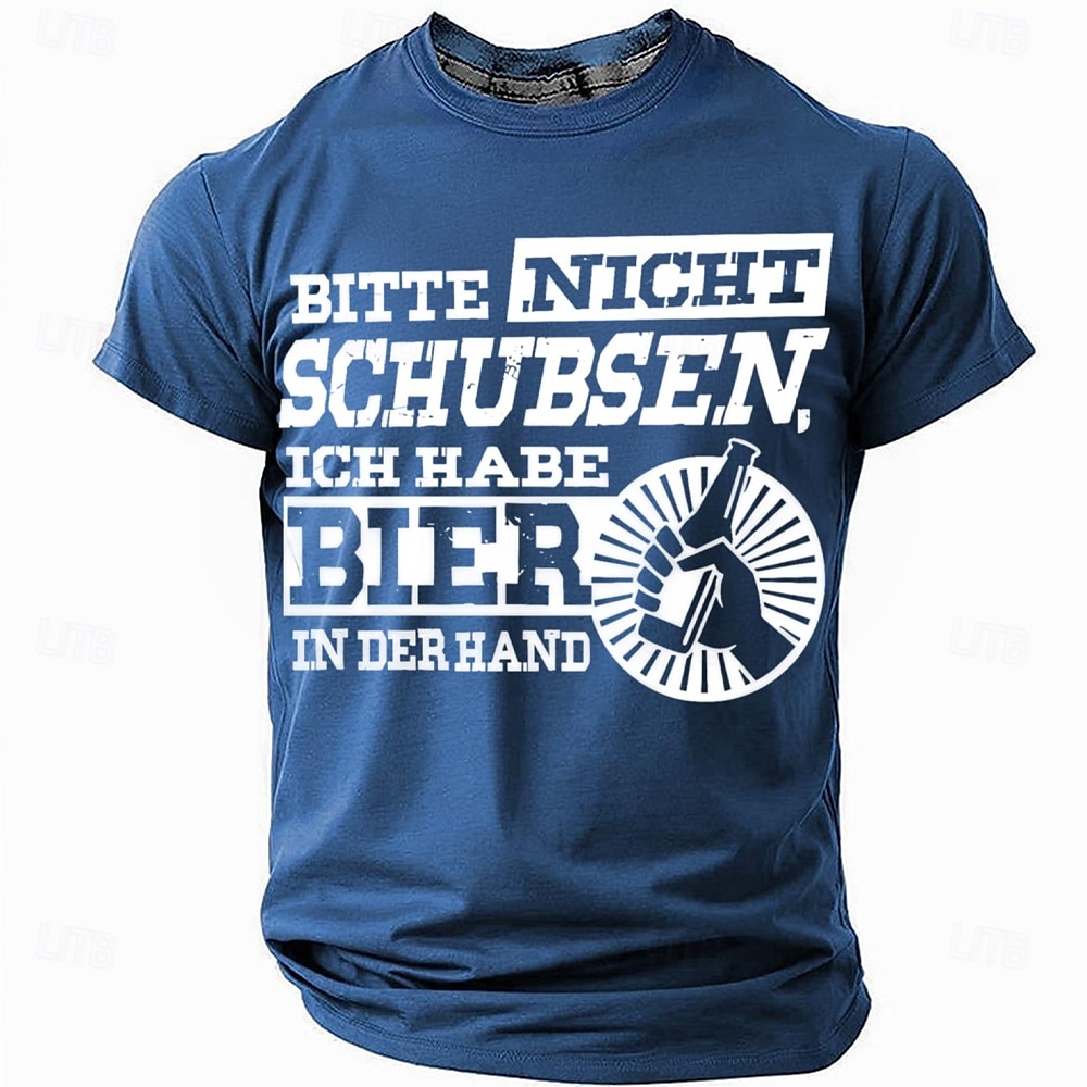 2025年 メンズ 面白い ビール グラフィック Tシャツ "押さないでください、手にビールがあります" 新奇なライフスタイルティー  コレクション – $17.99 –P3