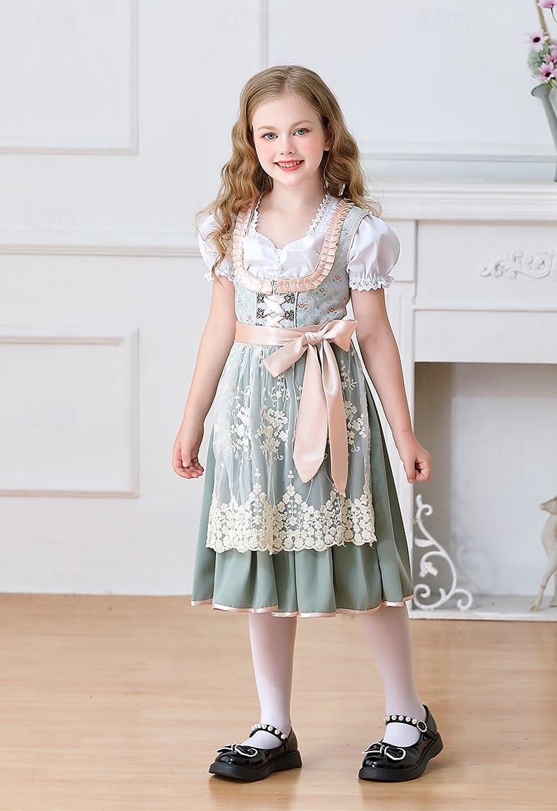 Oktoberfest Encaje Vestidos Delantal Blusa con falda acampanada Mucama bávaro Alemán Munich prados Chica Carnaval Festival de Cerveza Paño de estilo tradicional 2026 - $79.99 –P12
