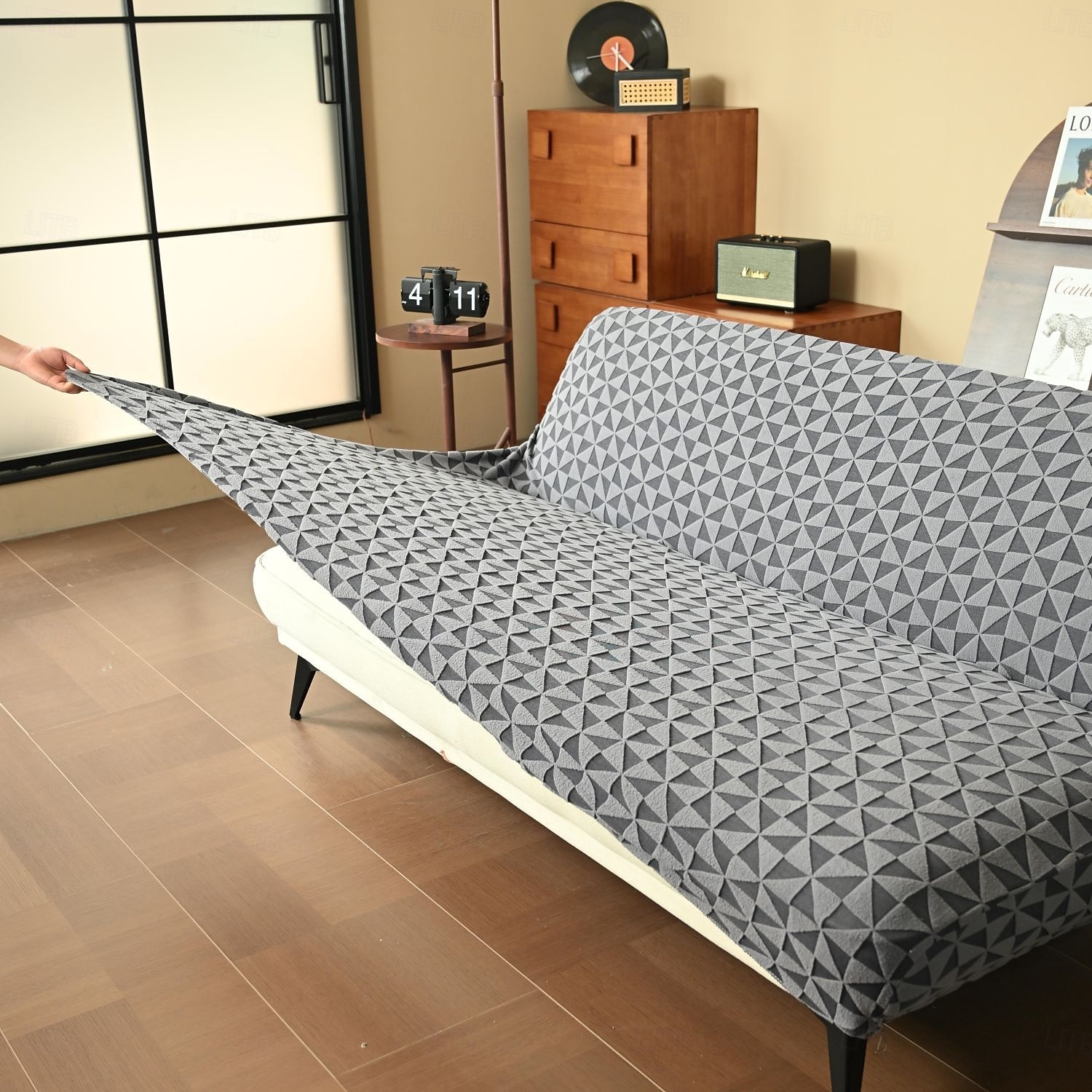 huse de canapea, husă futon pentru canapea extensibilă fără brațe, husă elastică pentru canapea extensibilă fără brațe, model jacquard din spandex, caracteristică elastică pentru canapea extensibilă pliabilă 2025 - $19.99 –P2