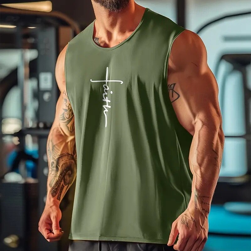 2026年 メンズ バイブル タンクトップ ベスト アンダーシャツ ノースリーブシャツ ノースリーブ クルーネック サマー レター ファッション デザイナー ベーシック クラシック バケーション ストリート 外出用 ブラック ホワイト イエロー トップ Tシャツ メンズ  コレクション – $15.49 –P7