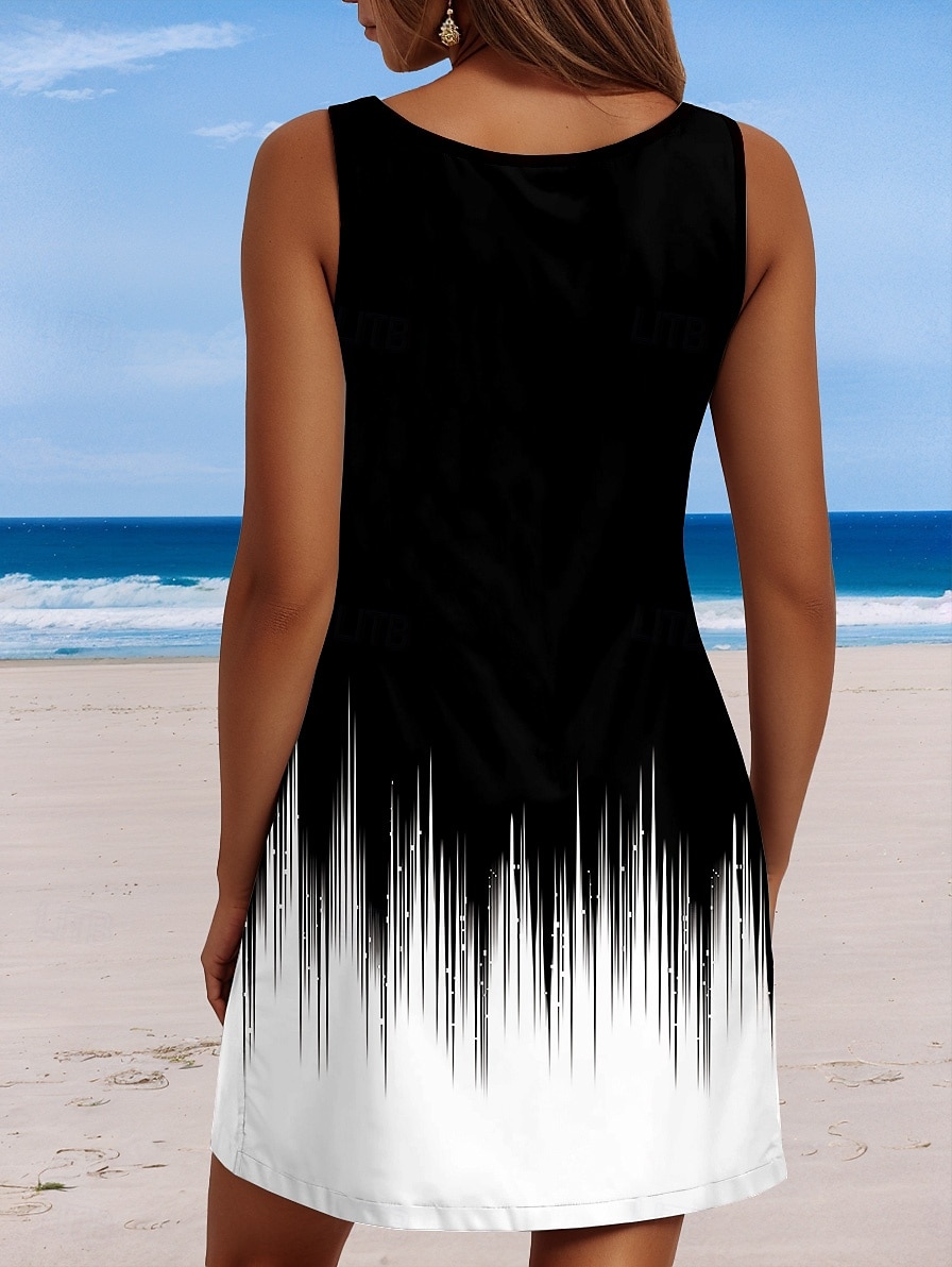 Per donna Mini Abito Vestito Estivo Abito a trapezio Abito a spalle scoperte Vacanza Casual Boho Feste Spiaggia Ombre Grafico Senza Maniche Collo a U Bianco Giallo Rosso Blu Estate del 2025 a $21.99 –P3