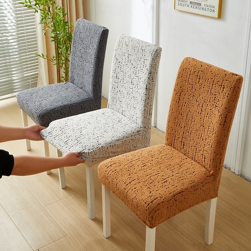 Funda para silla de comedor para el hogar, de tela polar, elástica, para el asiento 2025 - $13.99 –P6