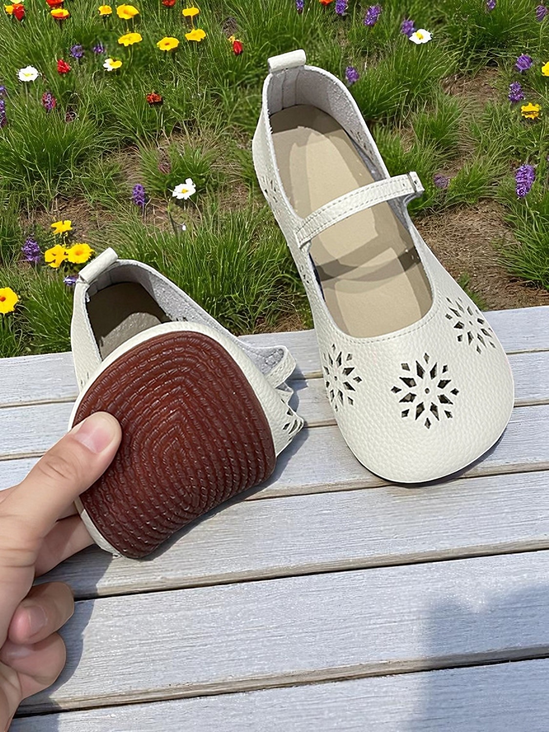 Women's Comfort Mary Jane Wide-Toe Flats with Floral Cutouts – Soft Sole Casual Barefoot Shoes for Ladies – Great for Brunch, Farmers Markets and Outdoor Leisure 2025 - $19.99 –P2