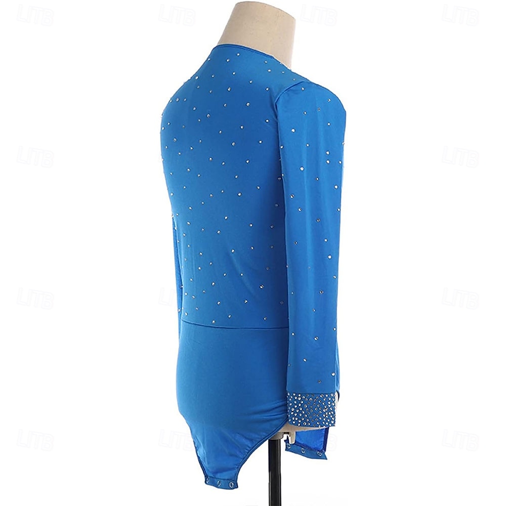 Konståkningskläder för pojkar och herrar klassisk rund halsringning glänsande strass konståkningsdräkt gymnastikdräkt barn vuxna långärmad trikådräkt 2025 - $189.99 –P5