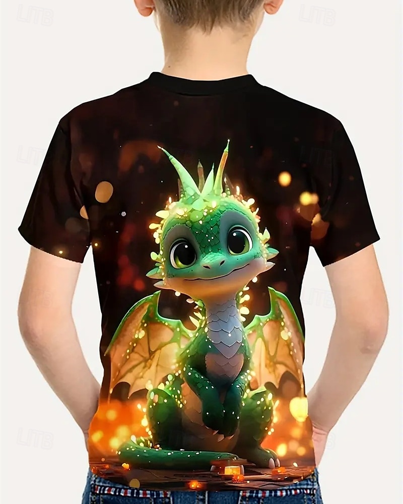 Jongens 3D Dinosaurus T-shirt Korte mouw Zomer Lente Modieus Basic Kinderen 4-12 jaar Strakke ronde hals Buiten Casual Dagelijks Normale pasvorm 2025 - $11.99 –P8