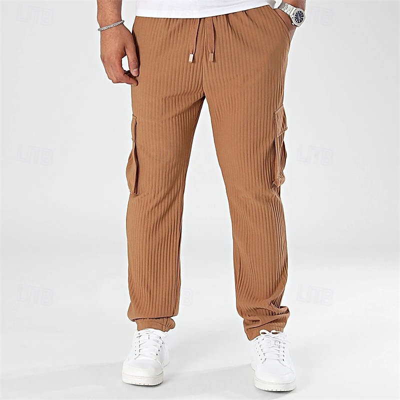 Herren Cordhose Hose Freizeithose Tasche Kordelzug Elastischer Bund Einfach Komfort Sport im Freien Täglich Mode Lässig Schwarz Weiß Mikroelastisch 2025 - $28.99 –P7