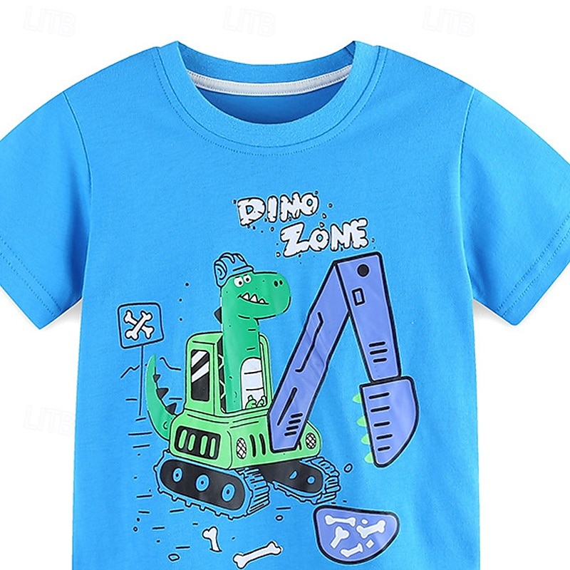 Lapset Poikien T-paita Tee Piirretty Lyhythihainen Crewneck Lasten toppi ulko- Perus Kesä Sininen 4 vuotta + 2025 - $13.99 –P5