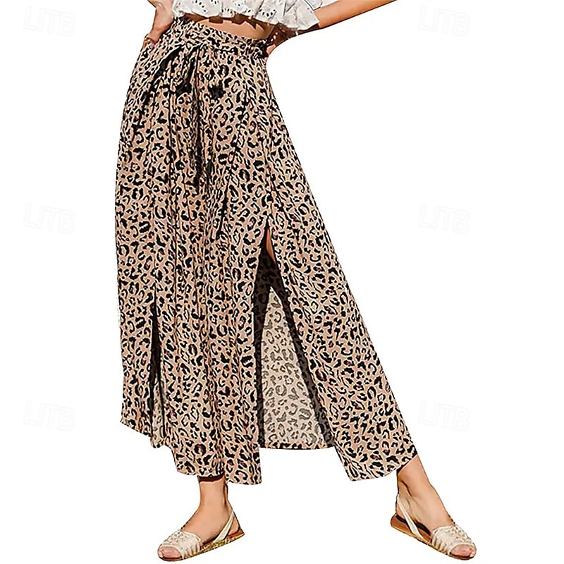 Per donna Pantaloni ispirati al lino Gamba larga Pantaloni Palazzo Moda Boho Lunghezza intera Vita Alta Fiore Elastico in vita Spacco Comodo Confortevole Streetwear Abbigliamento quotidiano Uscire del 2025 a $19.99 –P10