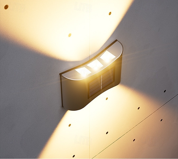 Luminária de parede solar externa de aço inoxidável 6led, à prova d'água, para varanda, pátio, pátio, cerca, decoração noturna, fácil instalação, decoração de jardim, luminária de parede solar externa de 2025 por $14.99 –P8