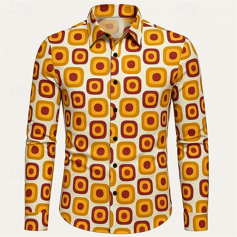 Retrò Vintage Anni '70 Camicia Disco Geometrico Costume Per uomo Halloween Carnevale Parata dell'Orgoglio Mese dell'orgoglio Festival Adulti Camicia del 2026 a $27.99 –P2