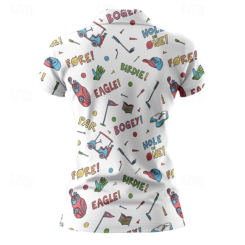 Γυναικεία Γραφική Πουκάμισο τένις Κοντομάνικο Στάμπα UPF50+ Γρήγορο Στέγνωμα Τέννις Γκολφ Μπάντμιντον Περιλαίμιο Polo Μπλουζάκι Μπολύζες Λευκό Ροζ Ουρανί Ρούχα τένις 2026 - $23.99 –P9