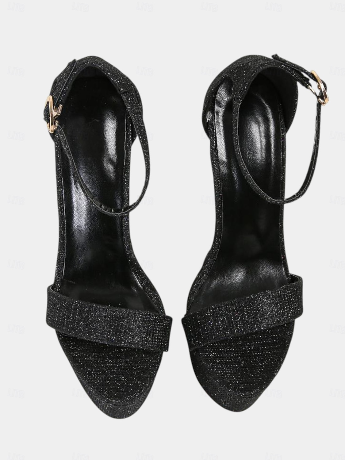 naisten mustat glitter-korkokengät - peep-toe-nilkkaremmillä varustetut juhlakengät yöelämään ja klubitapahtumiin 2026 - $54.99 –P3