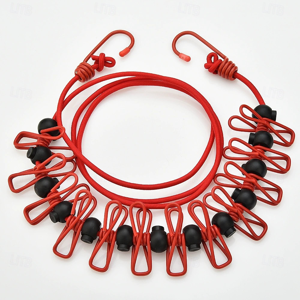 Corde à linge extensible antidérapante pour camping en plein air avec 12 clips, corde à linge extensible de voyage, corde à chaussettes, corde à linge suspendue de 2025 ? $6.99 –P6