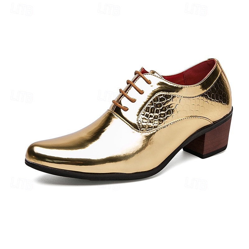 férfi arany metálfényű fűzős oxford cipő - elegáns, fényes, alkalmi lábbeli különleges alkalmakra 2025 - AU $59.99 –P2