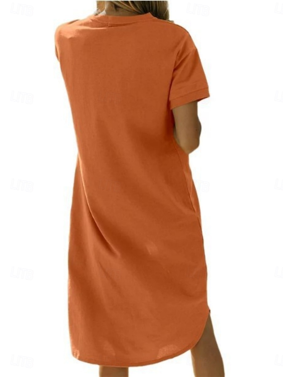 Femmes Robe Midi Robe Décontractée Robe d'été Mode Moderne Quotidien Week-end Coupe régulière Uni Manche Courte Col ras du cou Noir Blanche Rouge Vert foncé Été de 2025 ? $16.99 –P5