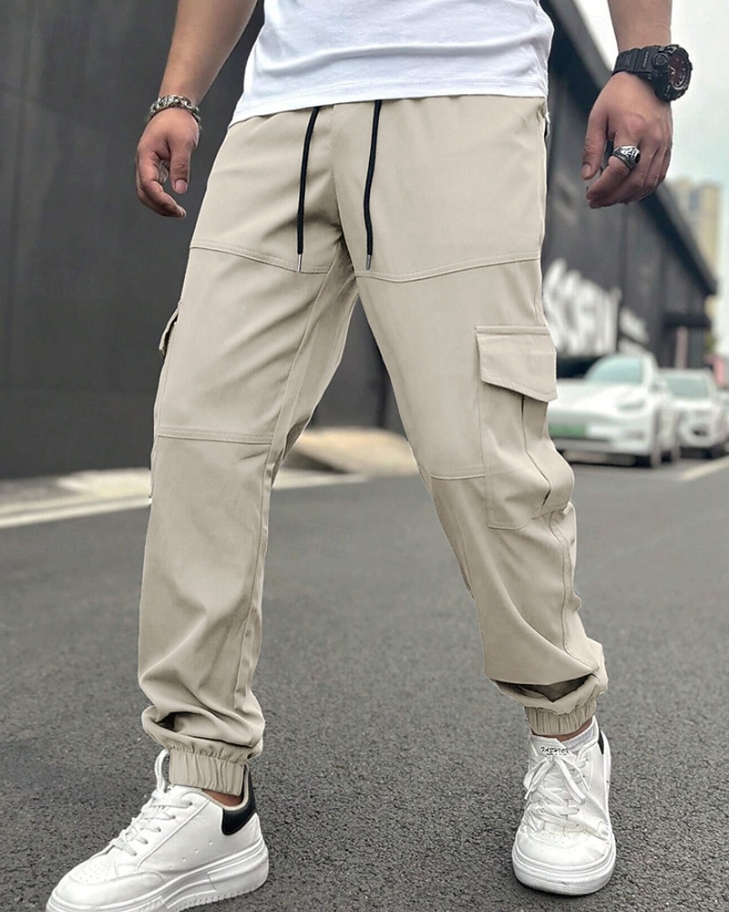 Men's Cargo Pants Trousers Drawstring Elastic Waist Multi Pocket Plain Wearable Daily Outdoor Camping & Hiking Fashion Classic Navy Blue Khaki 2026 - $27.99 –P1