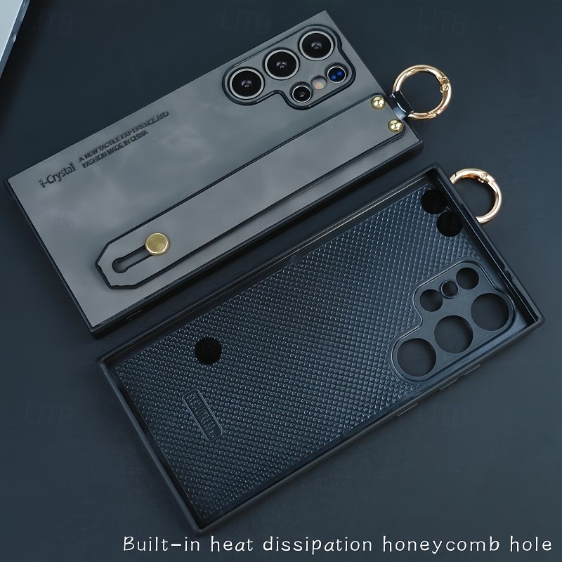 Phone Case For Apple AirTag S25 S24 S23 Ultra Plus S22 Back Cover Ring Holder with Wrist Strap Shockproof TPU PC PU Leather 2025 - $10.99 –P10