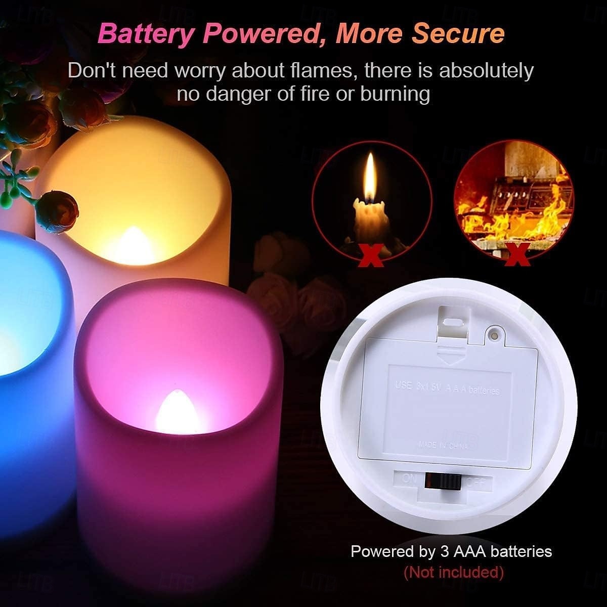 Set of 3 LED Candle lights Multi-Color Changing Real Wax Ivory Pillar Candles (4'' 5'' 6'') with 18-Key Remote and Timer Control Realistic Flameless Flicker Mode Battery Operated Mood Light Wedding Holiday Decor 2025 - $21.99 –P3