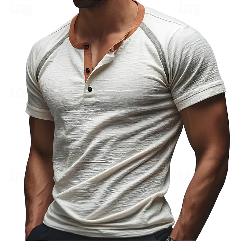 Pánské Tričko Tričko Henley Trička Tričko s krátkým rukávem Krátký rukáv Henley Léto Bez vzoru Módní Designové Základní Slátanina Knoflíky Dovolená ulice Jdeme ven Bílá Vodní modrá Trávová zelená Top 2025 - $15.49 –P6