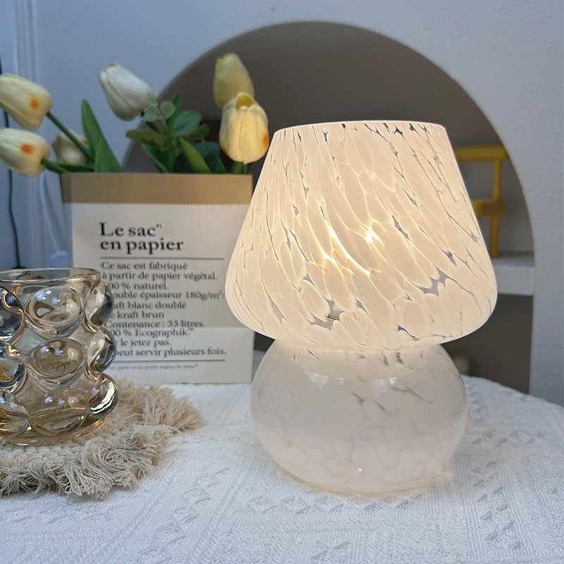 Pilzlampe Vintage Tischlampe Glas Nachttischlampe mit Kabel dimmbare Tischlampe mit 3 Farbglühbirne Retro Schreibtischlampe Pilz Nachtlicht LED Minilampe für Büro Bars Wohnzimmer Schlafzimmer 2025 - $82.99 –P14