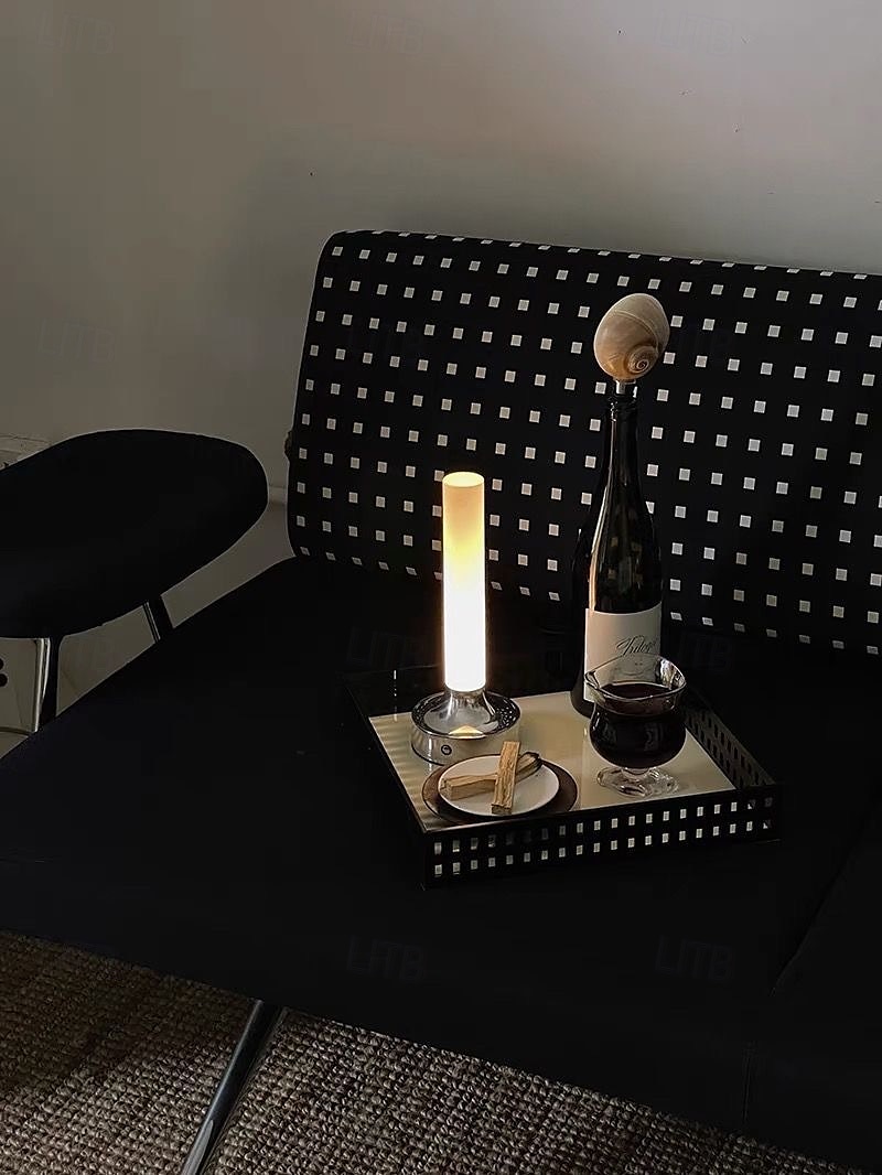 Candle Table Lamp Long Style USB Rechargeable Wireless Touch Lamp Desktop Decoration Atmosphere Night Light for Bedroom Silver 2025 - $132.99 –P3