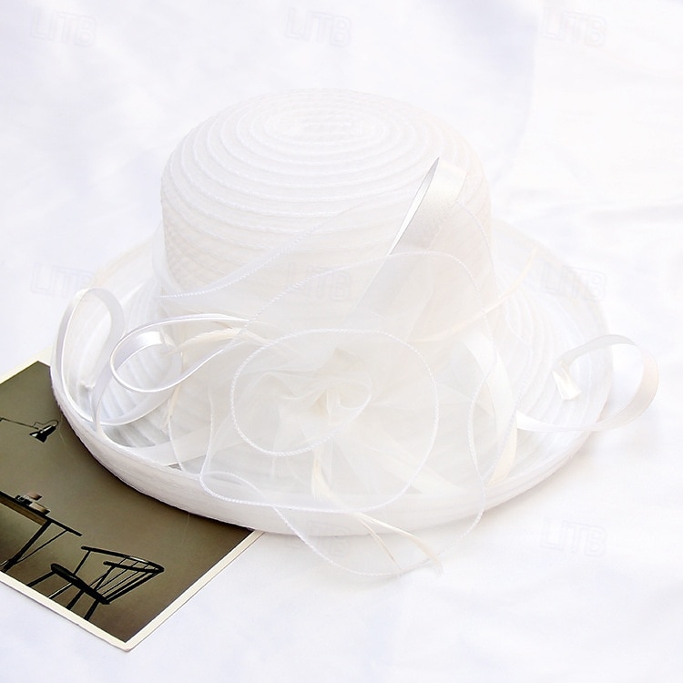 damskie organza kentucky kapelusze przeciwsłoneczne - szerokie rondo kwiatowe kapelusze kościelne kapelusz plażowy derby na przyjęcie herbaciane ślub suknia ślubna 2026 - $19.99 –P10